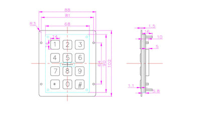 USB Terminal Keyboards Waterproof Backlight Metal Numeric Keypad With 12 Keys For Access Control Parcel Locker