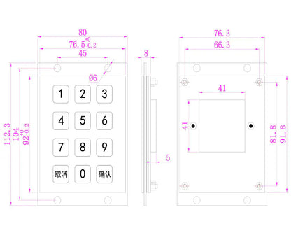 IP65 Waterproof 12 Flat Keys 3x4 USB Industrial Metal Mini Stainless Steel Numeric Keypad For Smart Lock Access Control