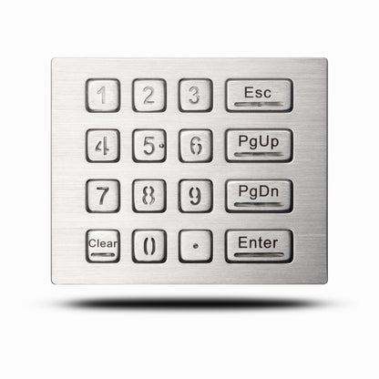 Clavier numérique industriel 4 x 4 en métal, 16 touches, antivandalisme, étanche IP65, rétroéclairage LED, USB