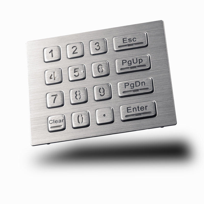 Clavier numérique industriel 4 x 4 en métal, 16 touches, antivandalisme, étanche IP65, rétroéclairage LED, USB
