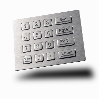 Clavier numérique industriel 4 x 4 en métal, 16 touches, antivandalisme, étanche IP65, rétroéclairage LED, USB