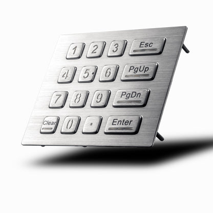 Clavier numérique industriel 4 x 4 en métal, 16 touches, antivandalisme, étanche IP65, rétroéclairage LED, USB