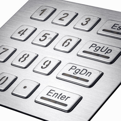 Clavier numérique industriel 4 x 4 en métal, 16 touches, antivandalisme, étanche IP65, rétroéclairage LED, USB