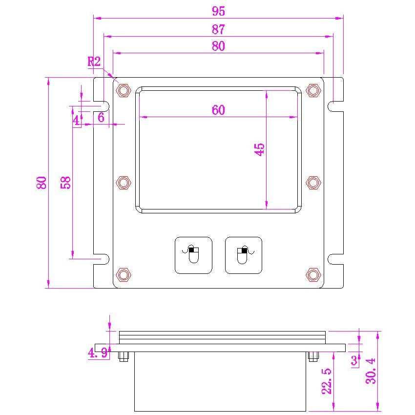 Mini USB Waterproof Industrial Touchpad Mouse With Stainless Steel Panel Mount For Explosion-Proof Box