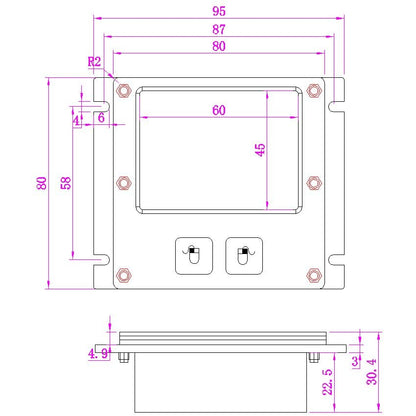 Mini USB Waterproof Industrial Touchpad Mouse With Stainless Steel Panel Mount For Explosion-Proof Box