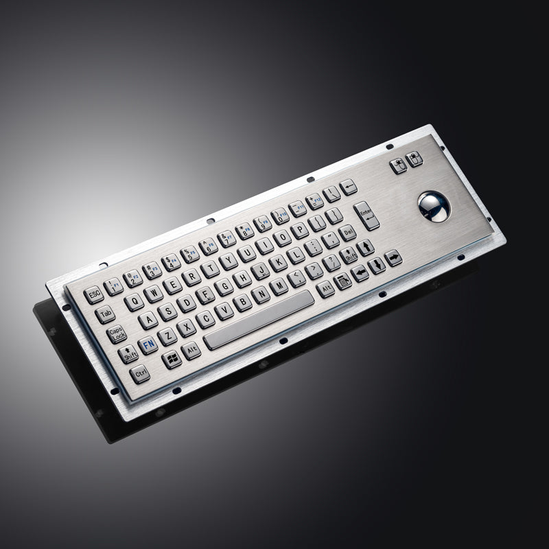 Panel Mount Custom Industrial Waterproof Stainless Steel Metal Keyboard with Trackball Mouse For Information Kiosk