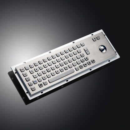 Panel Mount Custom Industrial Waterproof Stainless Steel Metal Keyboard with Trackball Mouse For Information Kiosk