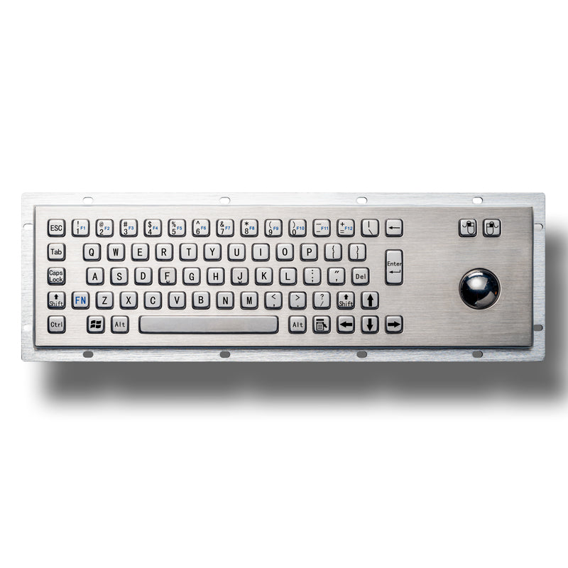 Panel Mount Custom Industrial Waterproof Stainless Steel Metal Keyboard with Trackball Mouse For Information Kiosk
