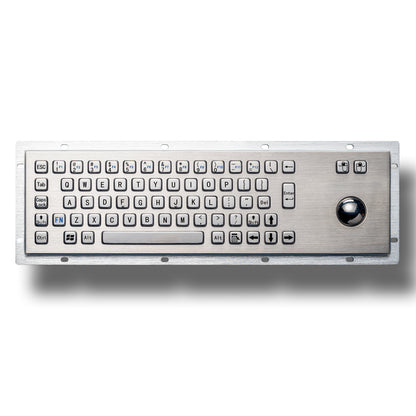 Panel Mount Custom Industrial Waterproof Stainless Steel Metal Keyboard with Trackball Mouse For Information Kiosk