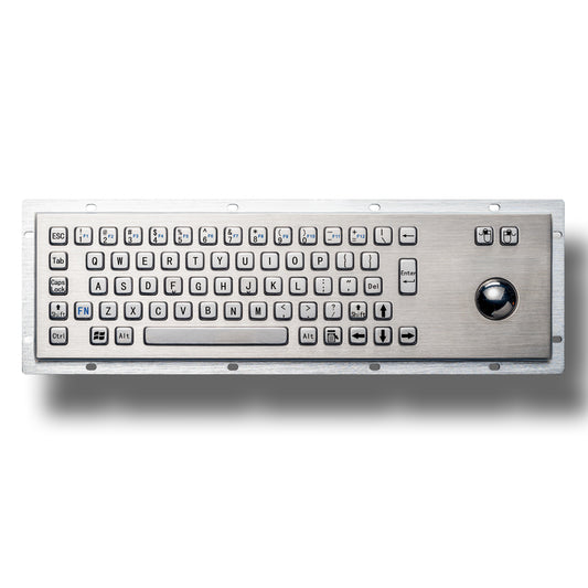 Panel Mount Custom Industrial Waterproof Stainless Steel Metal Keyboard with Trackball Mouse For Information Kiosk