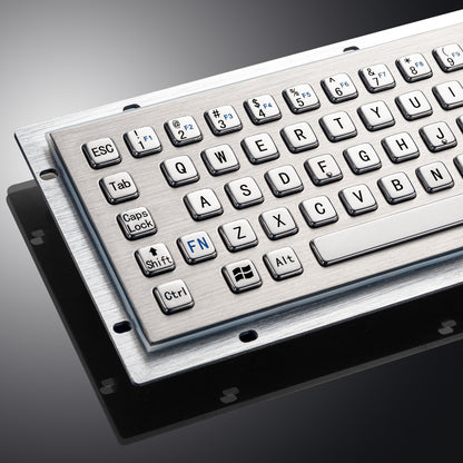 Panel Mount Custom Industrial Waterproof Stainless Steel Metal Keyboard with Trackball Mouse For Information Kiosk