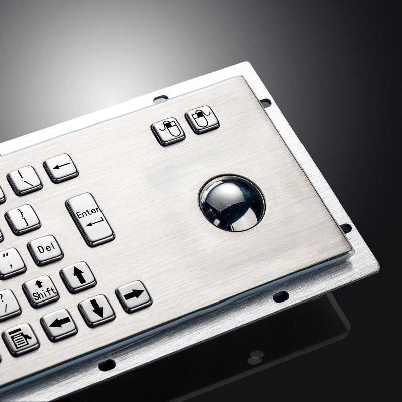 Panel Mount Custom Industrial Waterproof Stainless Steel Metal Keyboard with Trackball Mouse For Information Kiosk