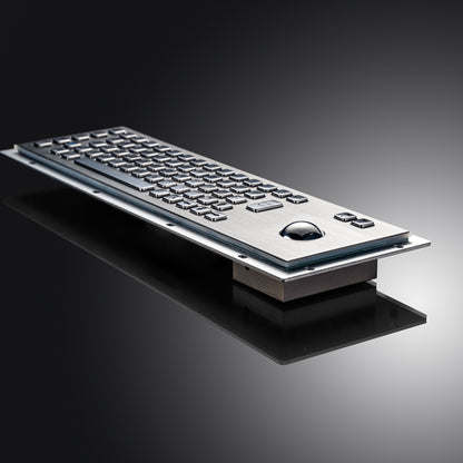 Panel Mount Custom Industrial Waterproof Stainless Steel Metal Keyboard with Trackball Mouse For Information Kiosk