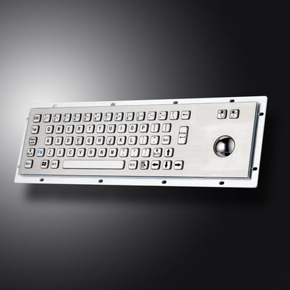 Panel Mount Custom Industrial Waterproof Stainless Steel Metal Keyboard with Trackball Mouse For Information Kiosk
