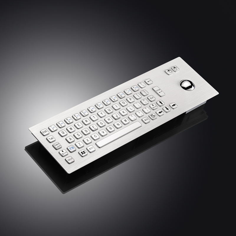 67Keys Panel Mount USB Industrial Stainless Steel Metal Rugged Keyboard With Trackball For Self Service Kiosk Laser Cutting Machine