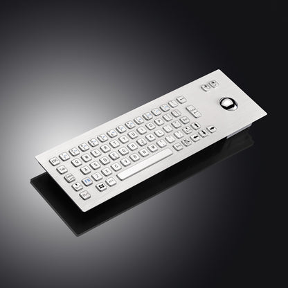 67Keys Panel Mount USB Industrial Stainless Steel Metal Rugged Keyboard With Trackball For Self Service Kiosk Laser Cutting Machine