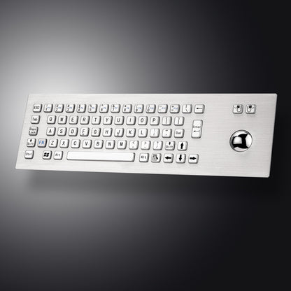 67Keys Panel Mount USB Industrial Stainless Steel Metal Rugged Keyboard With Trackball For Self Service Kiosk Laser Cutting Machine