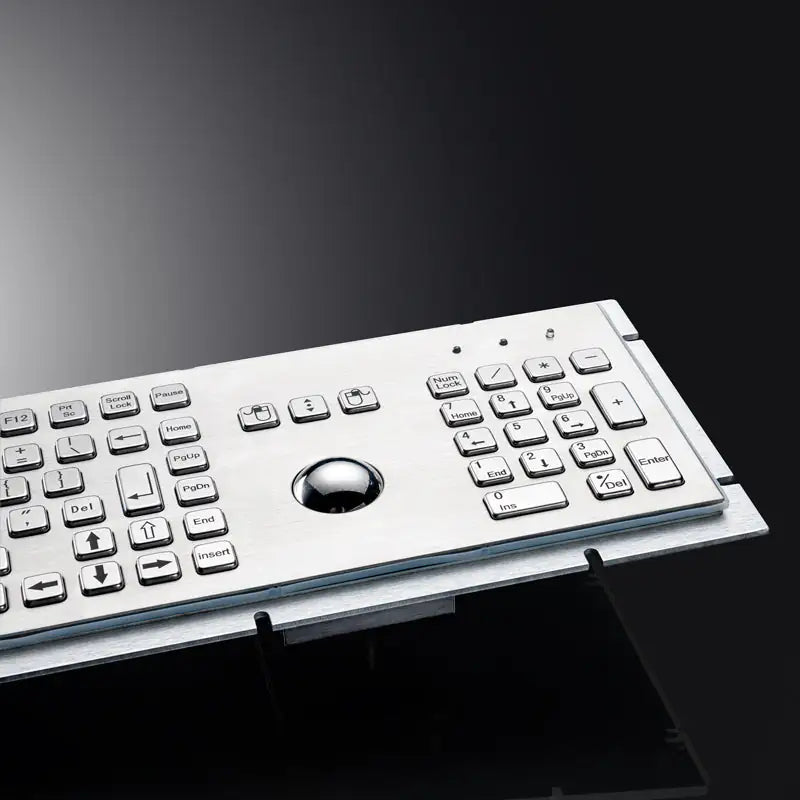 Full Size Industrial Trackball Metal Keyboard With 103 Keys Integrated 38mm Mechanical Ball And Numeric Keypad For Pharmacy