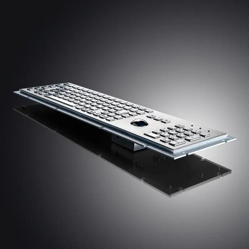 Full Size Industrial Trackball Metal Keyboard With 103 Keys Integrated 38mm Mechanical Ball And Numeric Keypad For Pharmacy