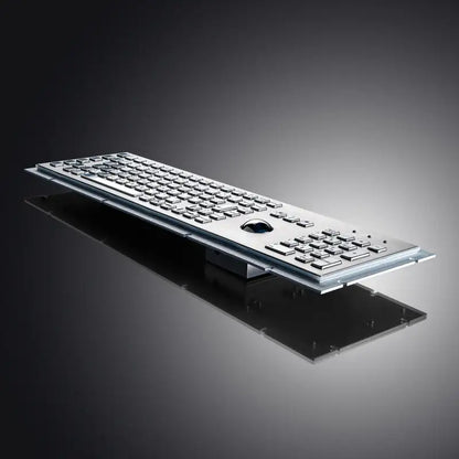 Full Size Industrial Trackball Metal Keyboard With 103 Keys Integrated 38mm Mechanical Ball And Numeric Keypad For Pharmacy