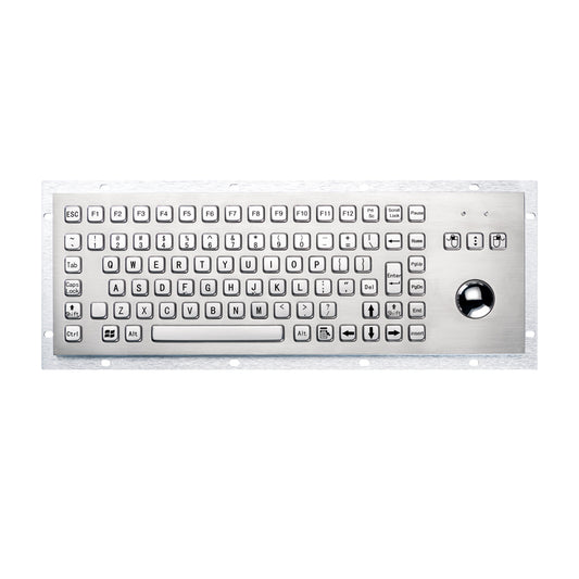 IP65 Metal Industrial Keyboards With Trackball 89 Keys Stainless Steel USB Rugged Keyboard For Self Service Kiosk