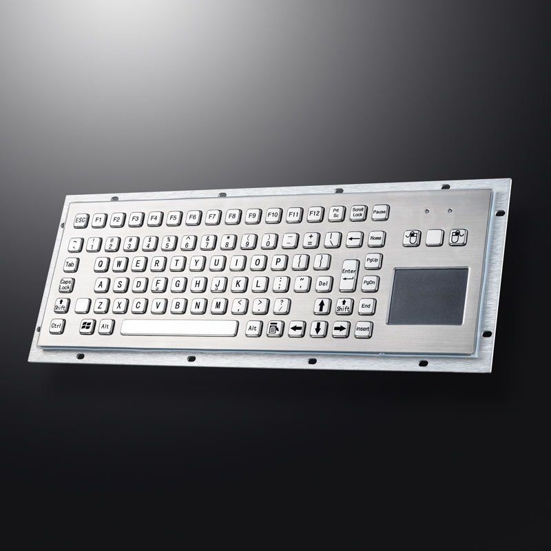 Embedded Mounting Waterproof Usb Industrial Metallic Stainless Steel Metal Keyboard With Trackpad Mouse