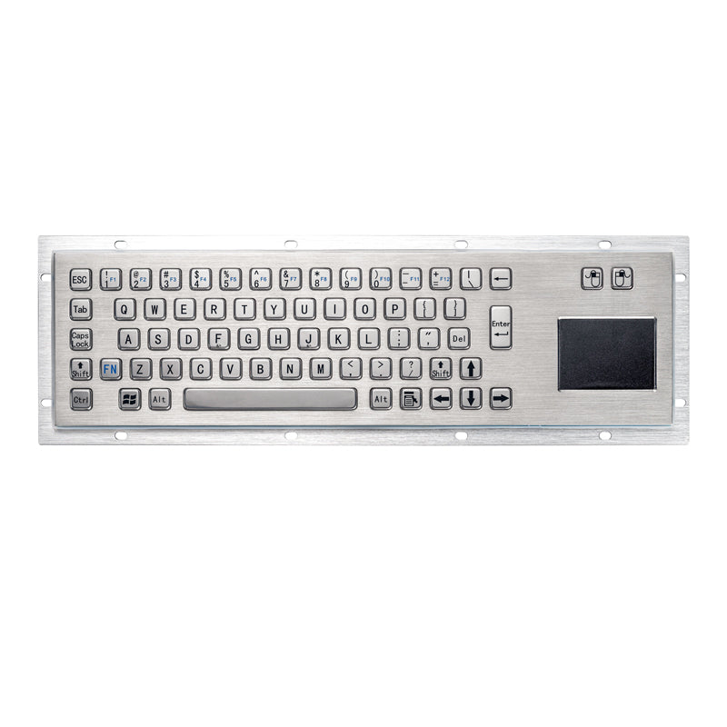 Panel Mount Waterproof IP65 Rugged Kiosk Wired USB PS2 Stainless Steel Metal Industrial Keyboard With Touchpad