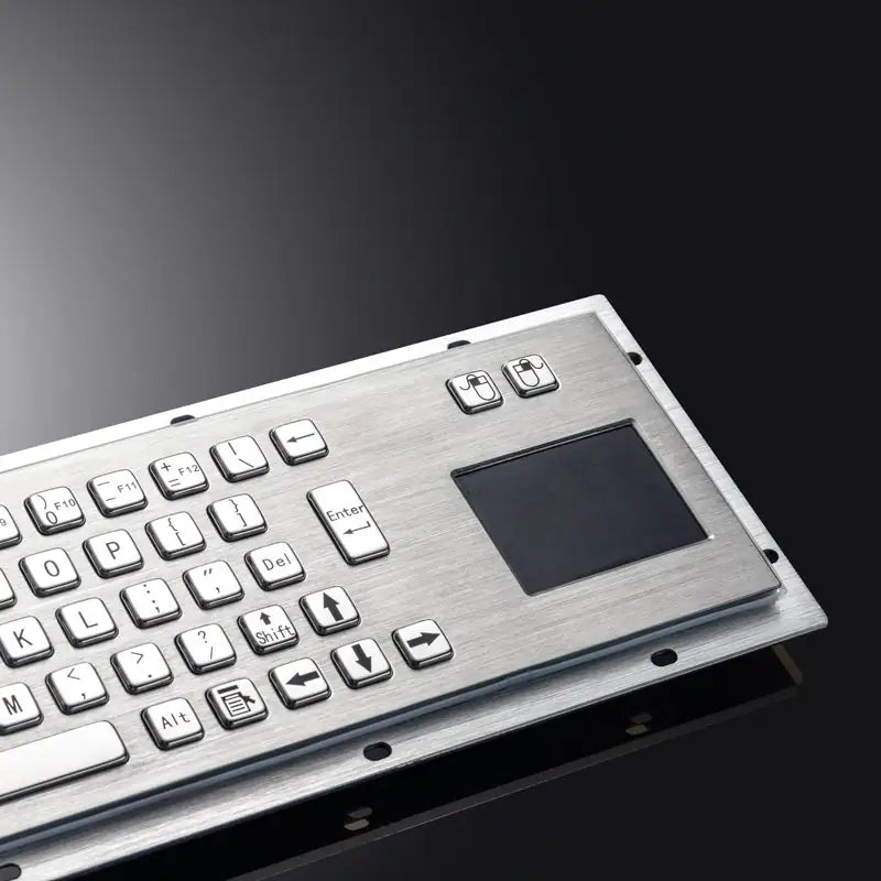Panel Mount Waterproof IP65 Rugged Kiosk Wired USB PS2 Stainless Steel Metal Industrial Keyboard With Touchpad
