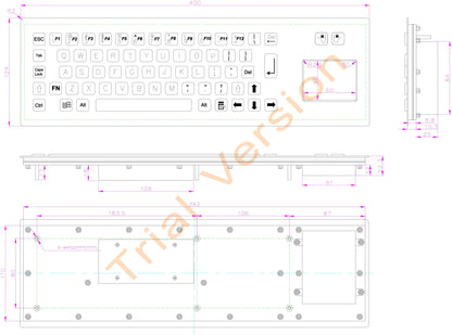 Black IP65 Metal Industrial Stainless Steel USB Keyboard With Touchpad For Ticket Vending Machine Information Kiosk Drone console
