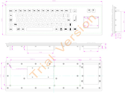 Black IP65 Metal Industrial Stainless Steel USB Keyboard With Touchpad For Ticket Vending Machine Information Kiosk Drone console