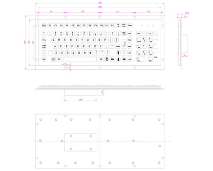 Industrial Metal Kiosk Full Size Computer Keyboard with Numeric Keypad Customizable Interface