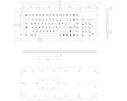 Industrial Metal Kiosk Full Size Computer Keyboard with Numeric Keypad Customizable Interface