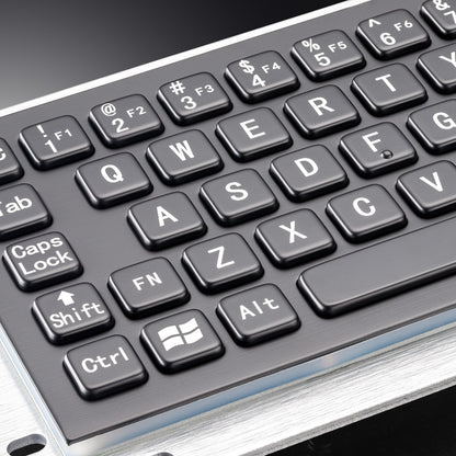 Black Industrial USB Keyboard With Mechanical Trackball Kiosk Metal Keypad