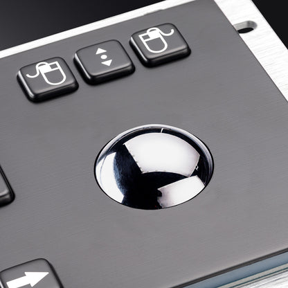Black Industrial USB Keyboard With Mechanical Trackball Kiosk Metal Keypad