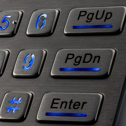 16 Keys USB Kiosk illuminated Keypads IP68 Waterproof Metal Stainless Steel Backlit Numeric Keypad