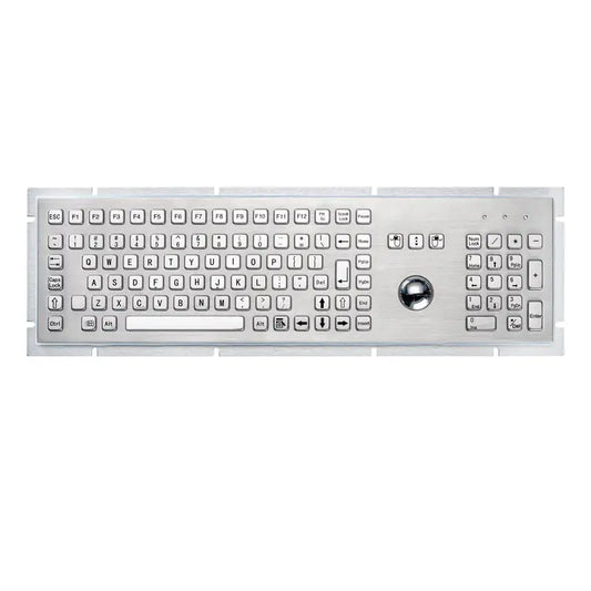 Full Size Industrial Trackball Metal Keyboard With 103 Keys Integrated 38mm Mechanical Ball And Numeric Keypad For Pharmacy
