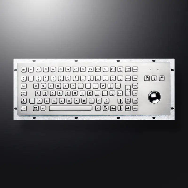 IP65 Metal Industrial Keyboards With Trackball 89 Keys Stainless Steel USB Rugged Keyboard For Self Service Kiosk