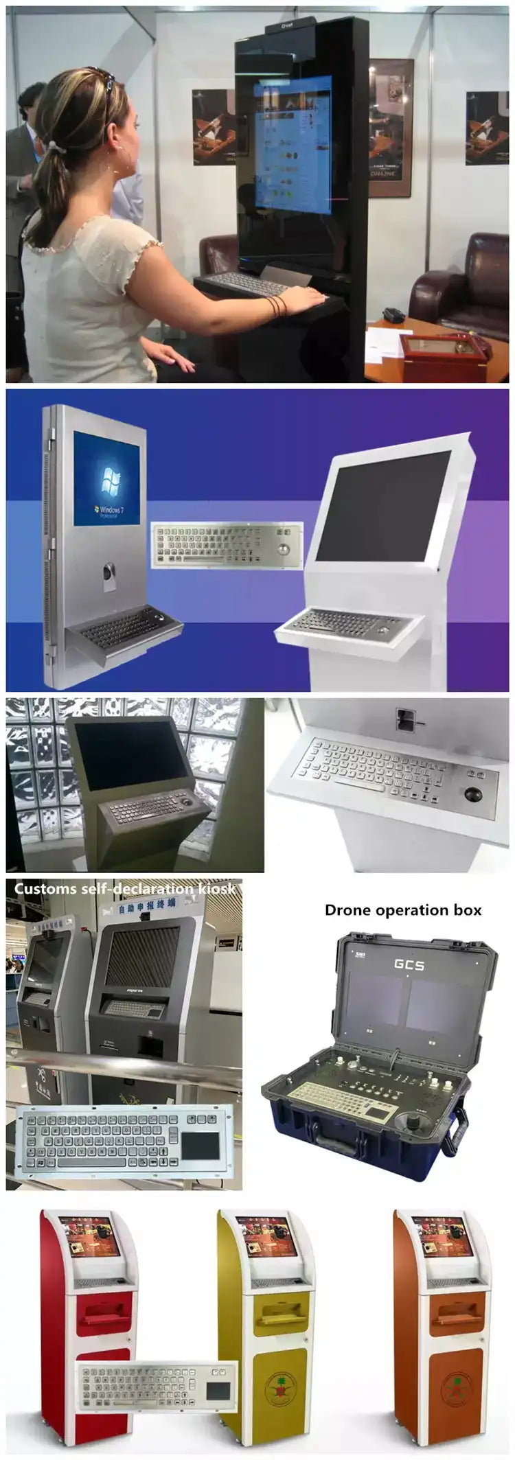 Panel Mount Custom Industrial Waterproof Stainless Steel Metal Keyboard with Trackball Mouse For Information Kiosk