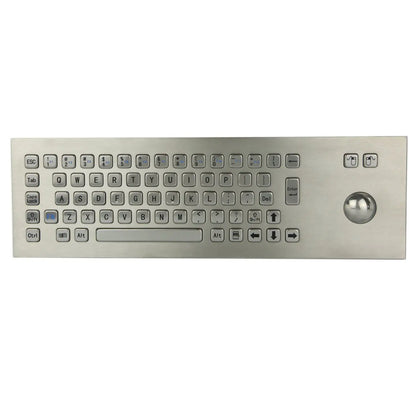 67Keys Panel Mount USB Industrial Stainless Steel Metal Rugged Keyboard With Trackball For Self Service Kiosk Laser Cutting Machine
