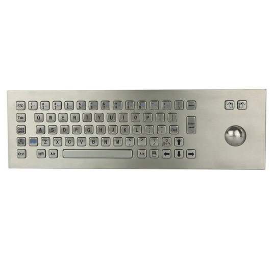 67Keys Panel Mount USB Industrial Stainless Steel Metal Rugged Keyboard With Trackball For Self Service Kiosk Laser Cutting Machine