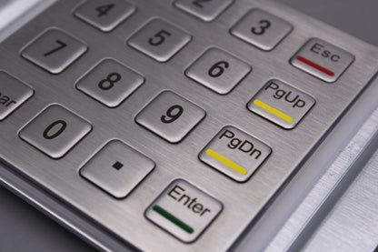 Metal Keypad Vandal Proof Rugged Panel Mount Stainless Steel Keyboard for Kiosk USB Industrial Keyboard With 16 Keys 4x4 Matrix