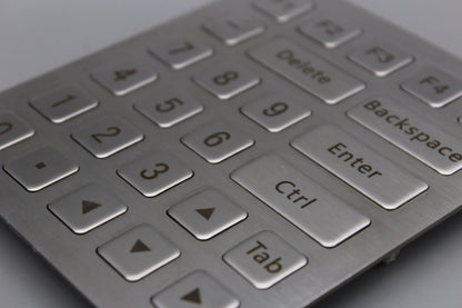 Stainless Steel Industrial Keyboard IP65 Kiosk Metal Numeric Keypad With 26 Keys