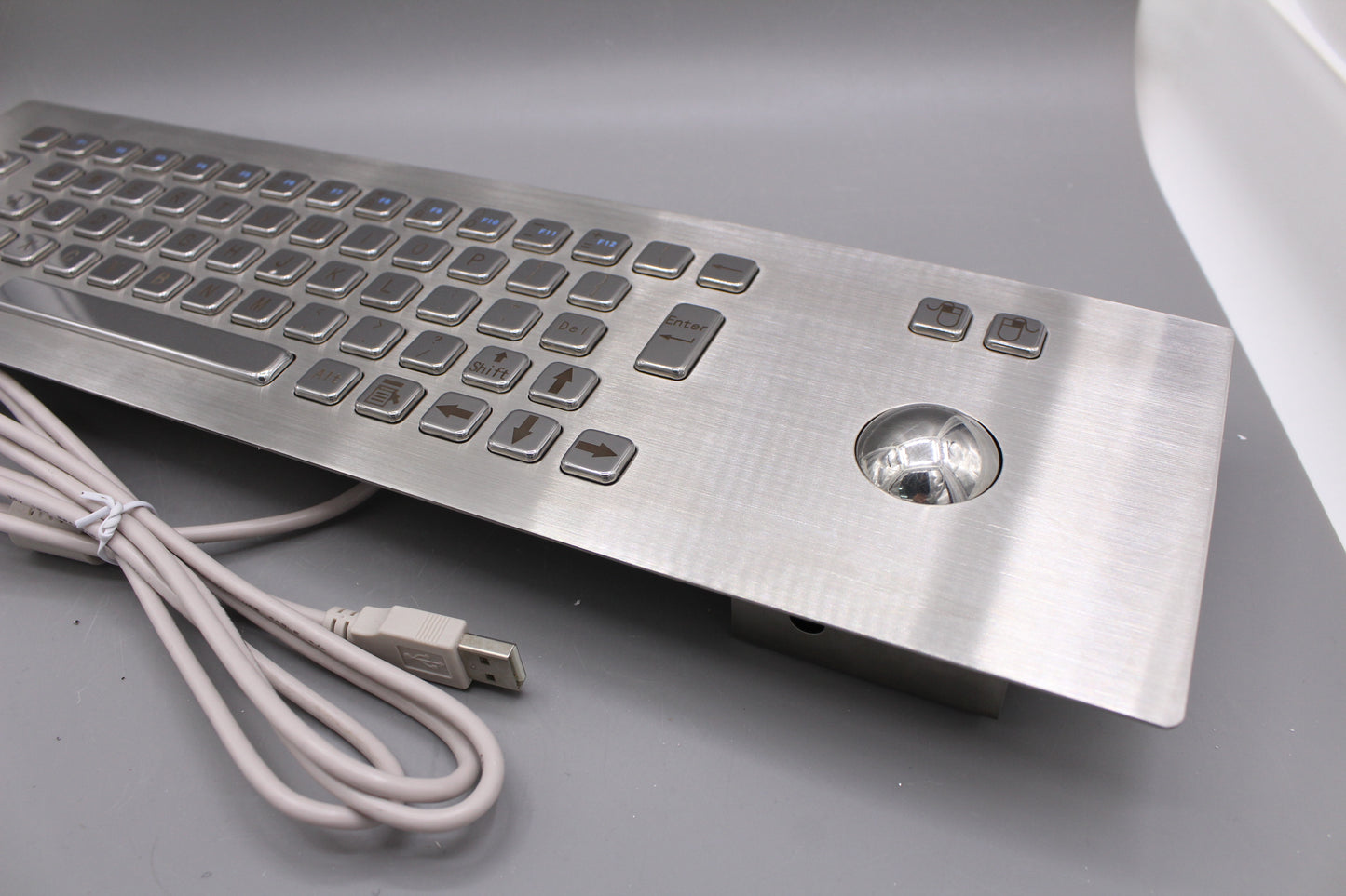 Customized IP65 Waterproof Metal Industrial Stainless Steel Rugged Keyboard With Trackball For CNC Machine