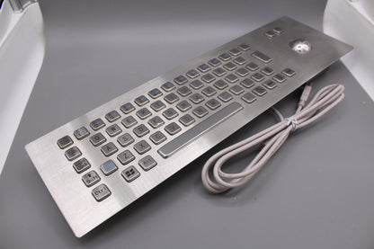 Customized IP65 Waterproof Metal Industrial Stainless Steel Rugged Keyboard With Trackball For CNC Machine