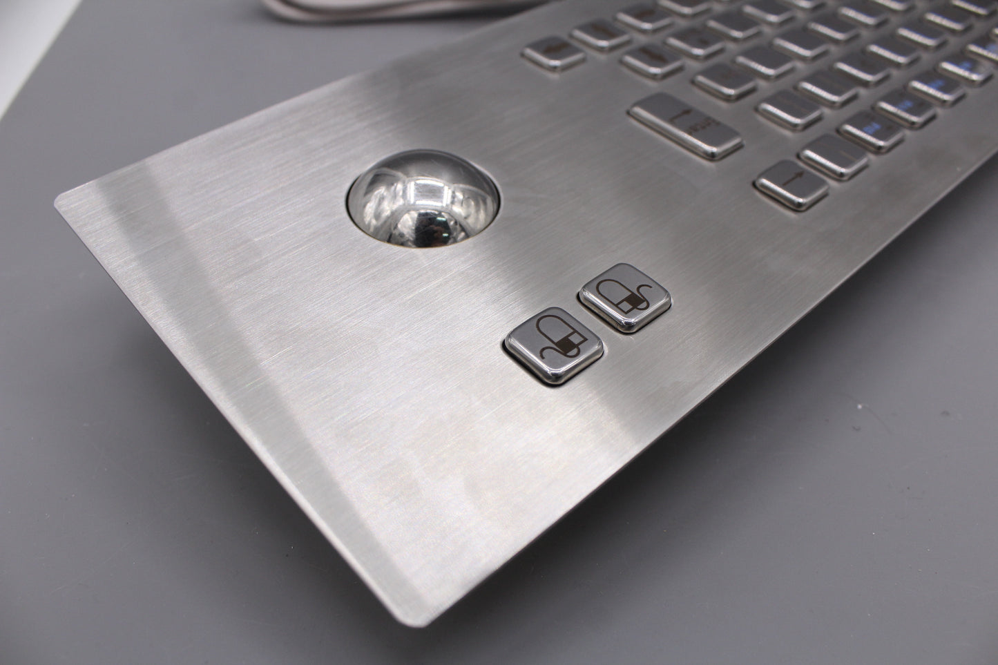 Customized IP65 Waterproof Metal Industrial Stainless Steel Rugged Keyboard With Trackball For CNC Machine