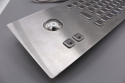 Customized IP65 Waterproof Metal Industrial Stainless Steel Rugged Keyboard With Trackball For CNC Machine