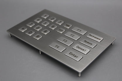 Metal USB Keyboard With 22 Keys Industrial Mini Stainless Steel Kiosk Keypad