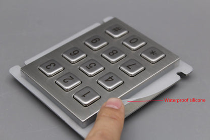 IP66 Waterproof outdoor keyboard Stainless Steel Industrial Keyboard With 12 keys Matrix Metal Keyboard Telephone Keypad