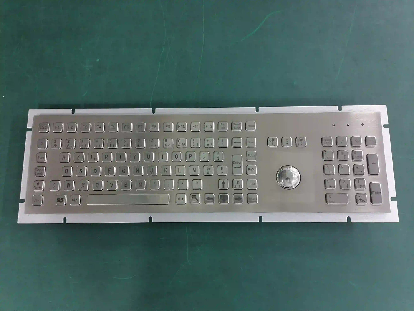 Full Size Industrial Trackball Metal Keyboard With 103 Keys Integrated 38mm Mechanical Ball And Numeric Keypad For Pharmacy