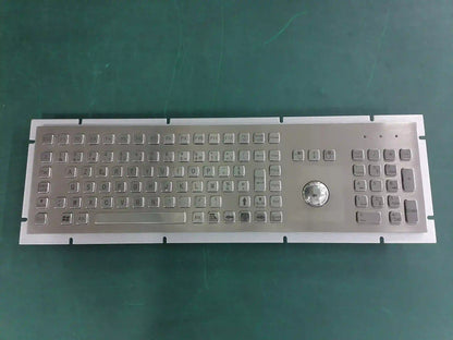 Full Size Industrial Trackball Metal Keyboard With 103 Keys Integrated 38mm Mechanical Ball And Numeric Keypad For Pharmacy